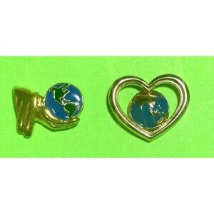 2 EARTH Day  Love Mother Earth, Environmental ,type lapel Pins,1 signed AVON pin